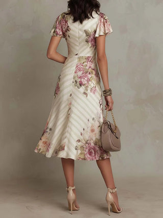 Margaret | Robe Midi Satinée Florale Vintage