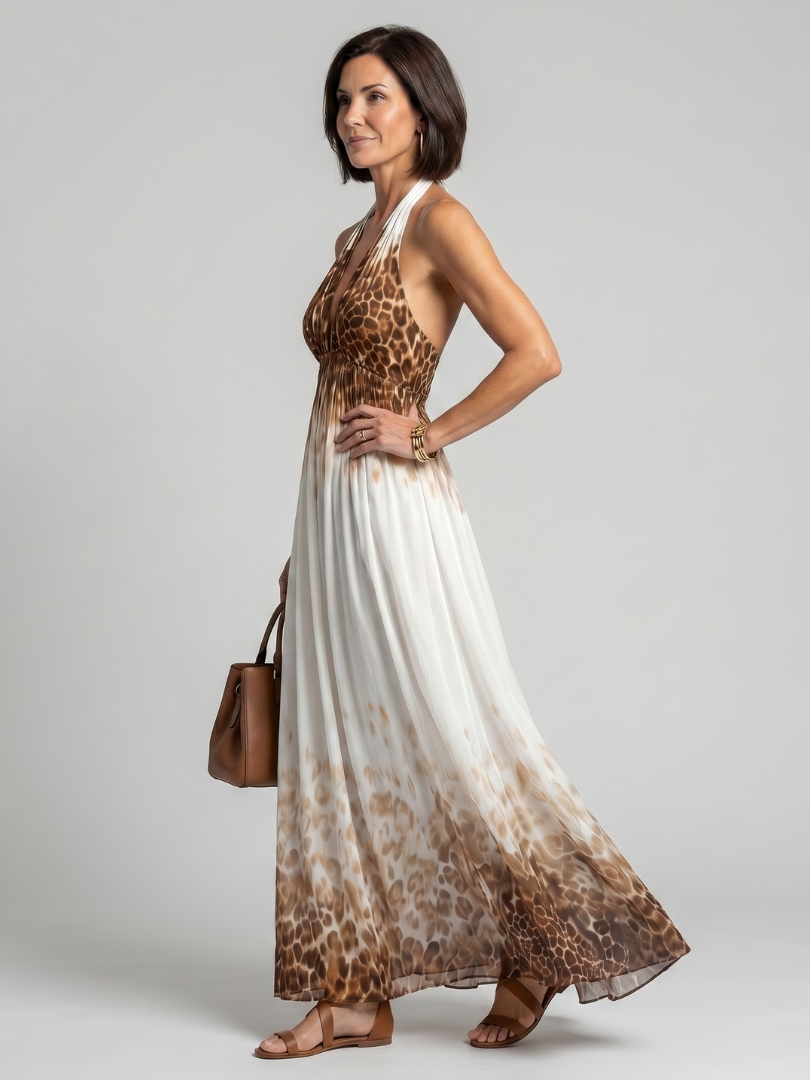 Willow & Mae Pleated White Midi Dress