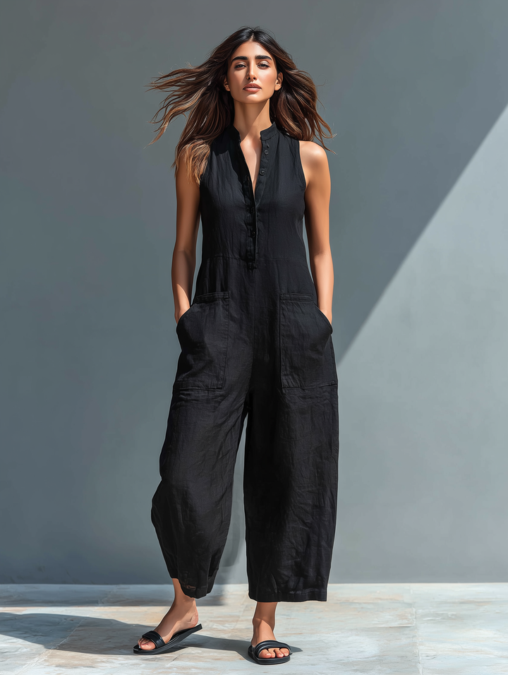 Zaria | Pleated Halter Neck Wide Leg Jumpsuit