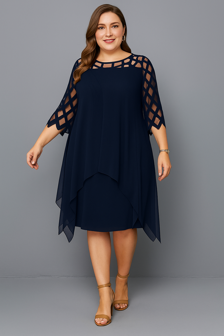 Evelyn™ | Elegant Lace Sleeve Tummy Covering Dress