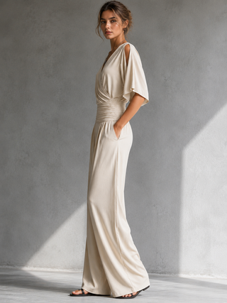 Zeni - Elegant Wrap Jumpsuit with Wide Legs