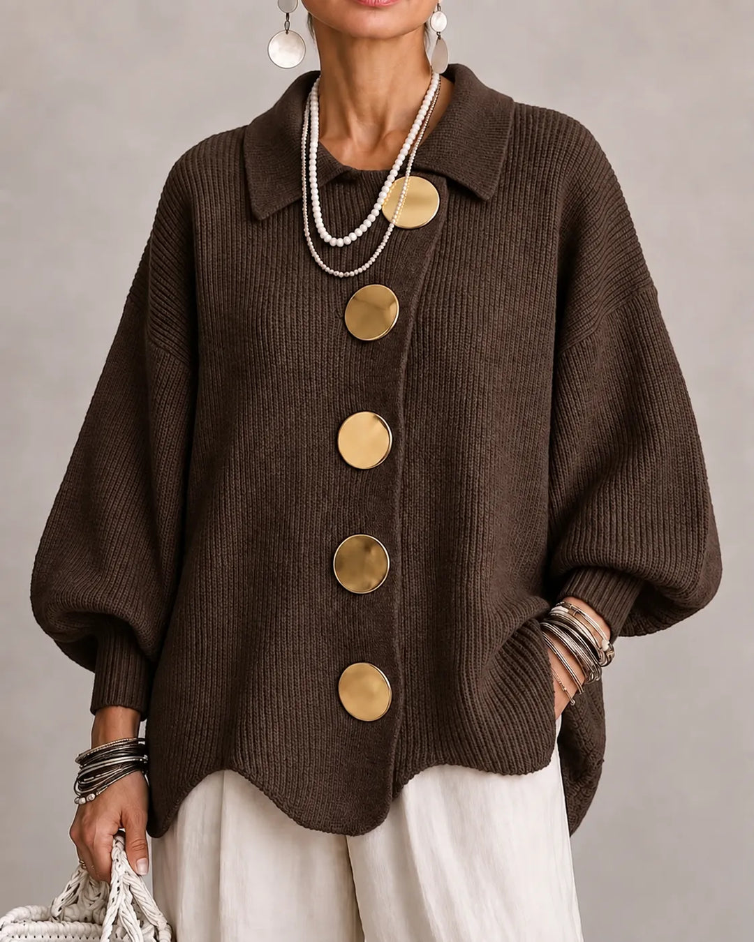 Elara | Oversized Button Knit Cardigan