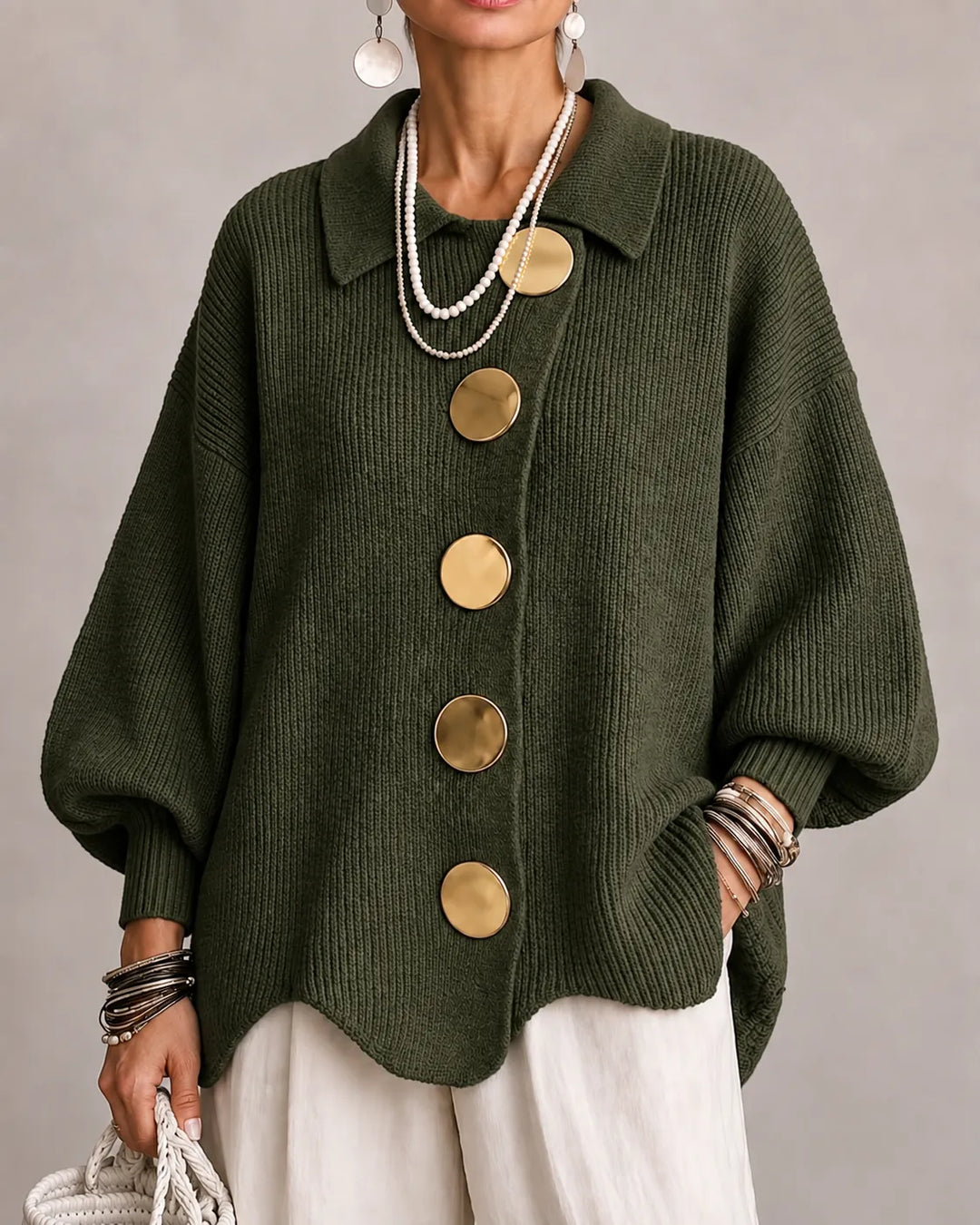 Elara | Oversized Button Knit Cardigan