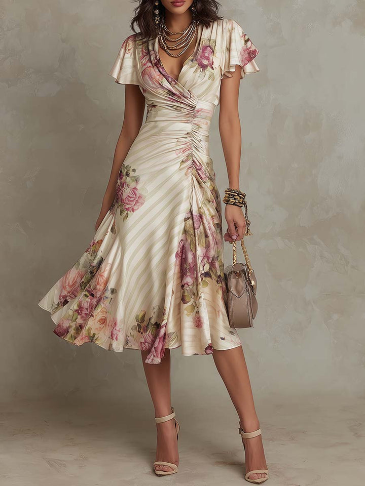 Margaret | Vintage Floral Midi Dress