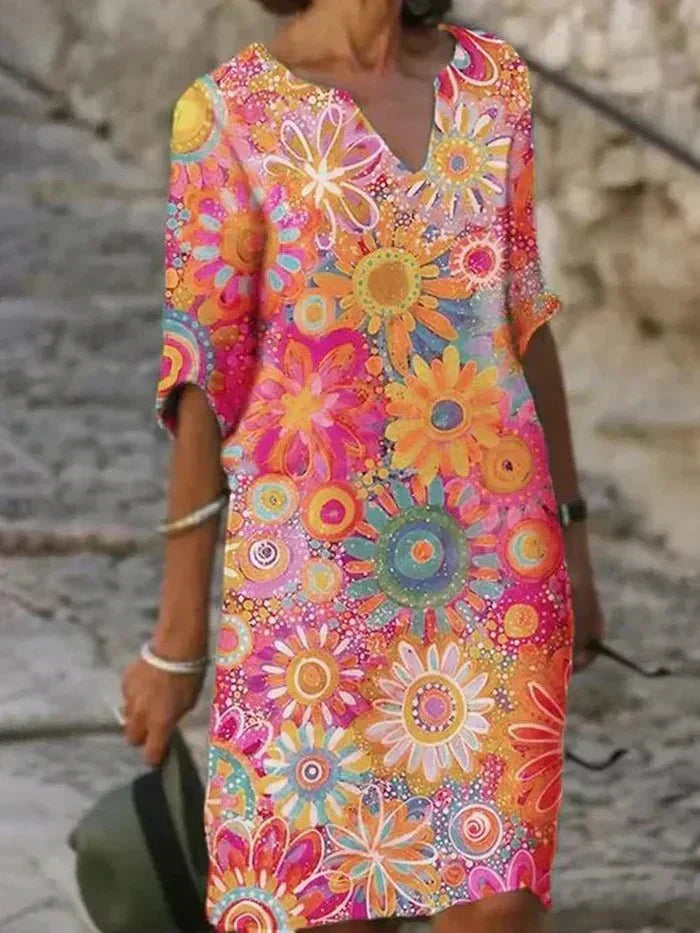 Leila | Vibrant Floral Midi Dress