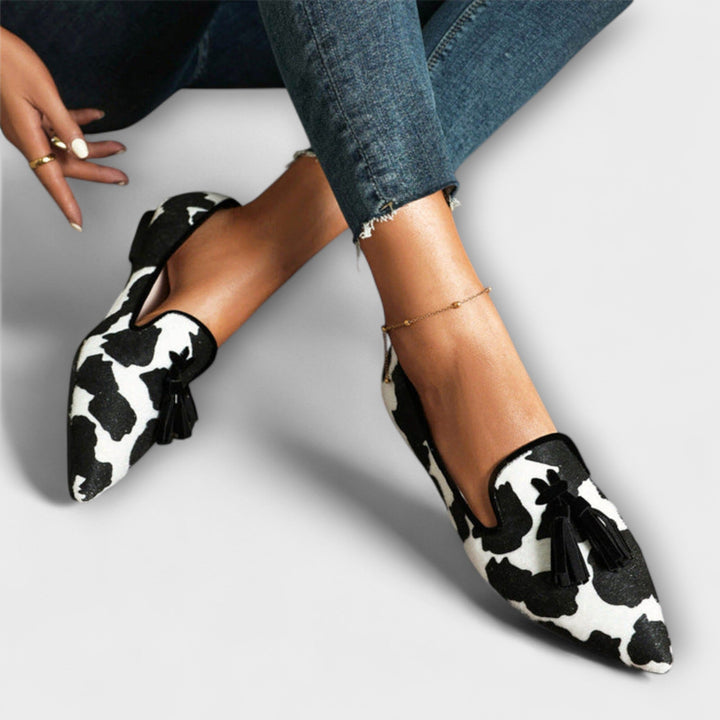 Harper | Printed Tassel Pointed Flats