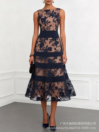 Odette Floral Embroidered Tulle Midi Dress