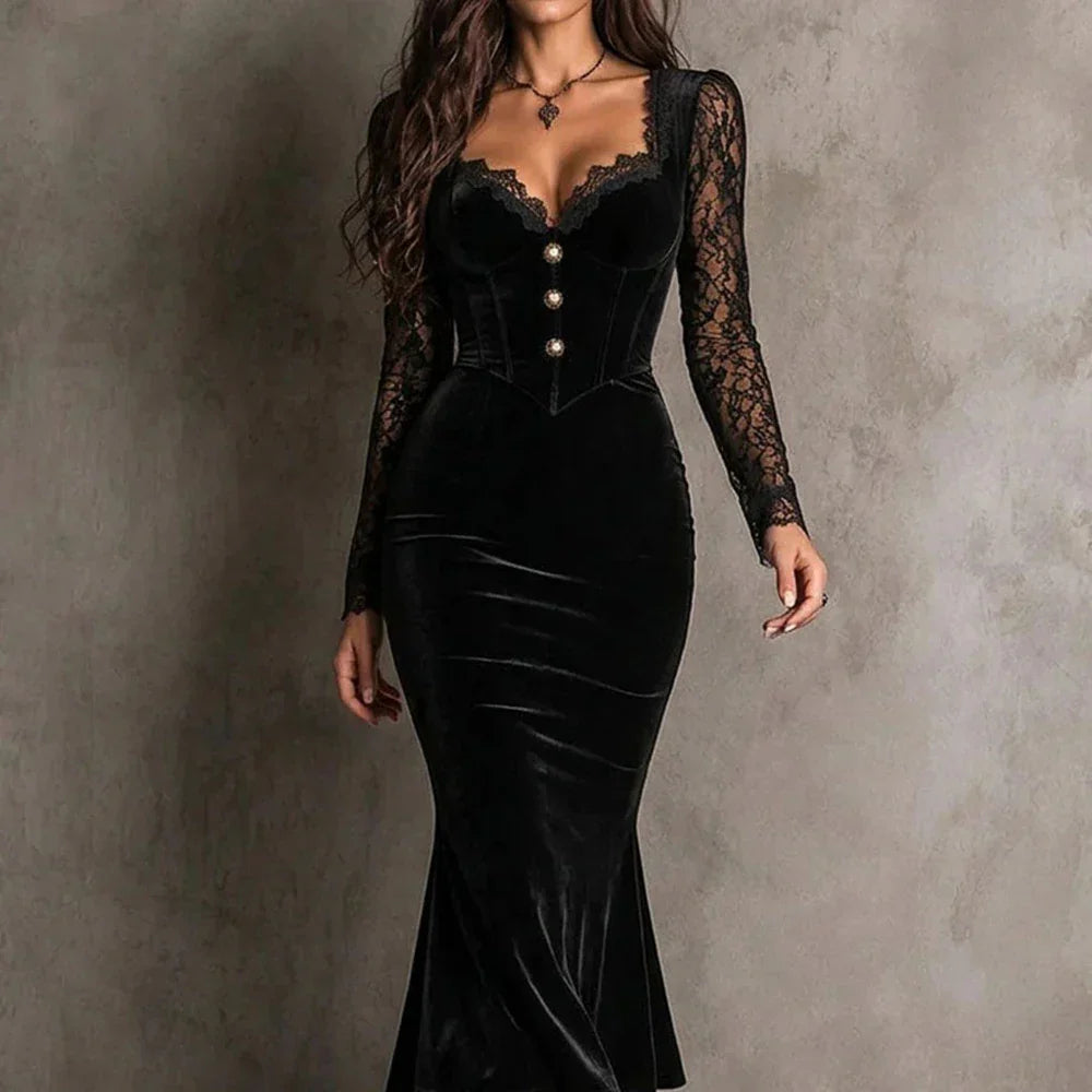 Viviana | Elegant Velvet Lace Dress