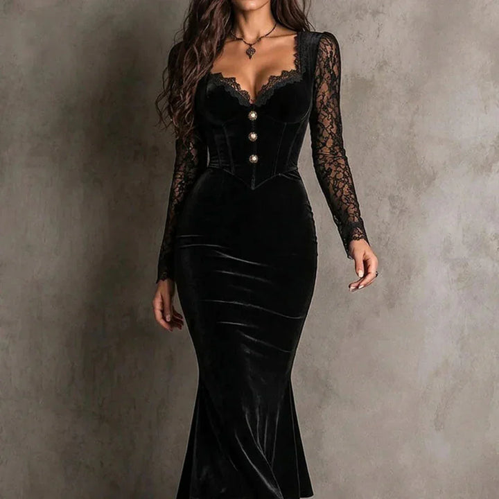 Viviana | Elegant Velvet Lace Dress