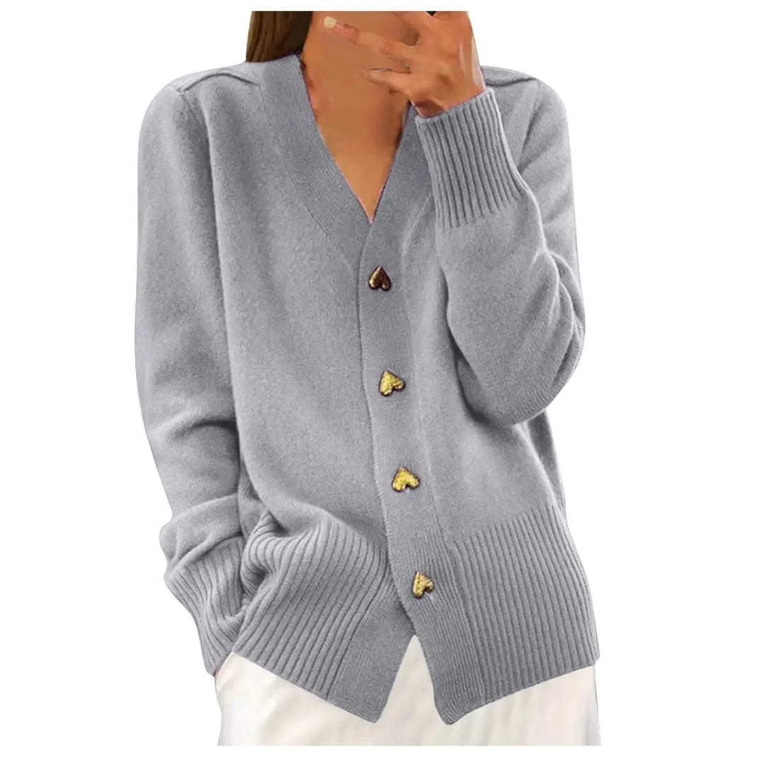 Elsie | Heart Button Knit Cardigan