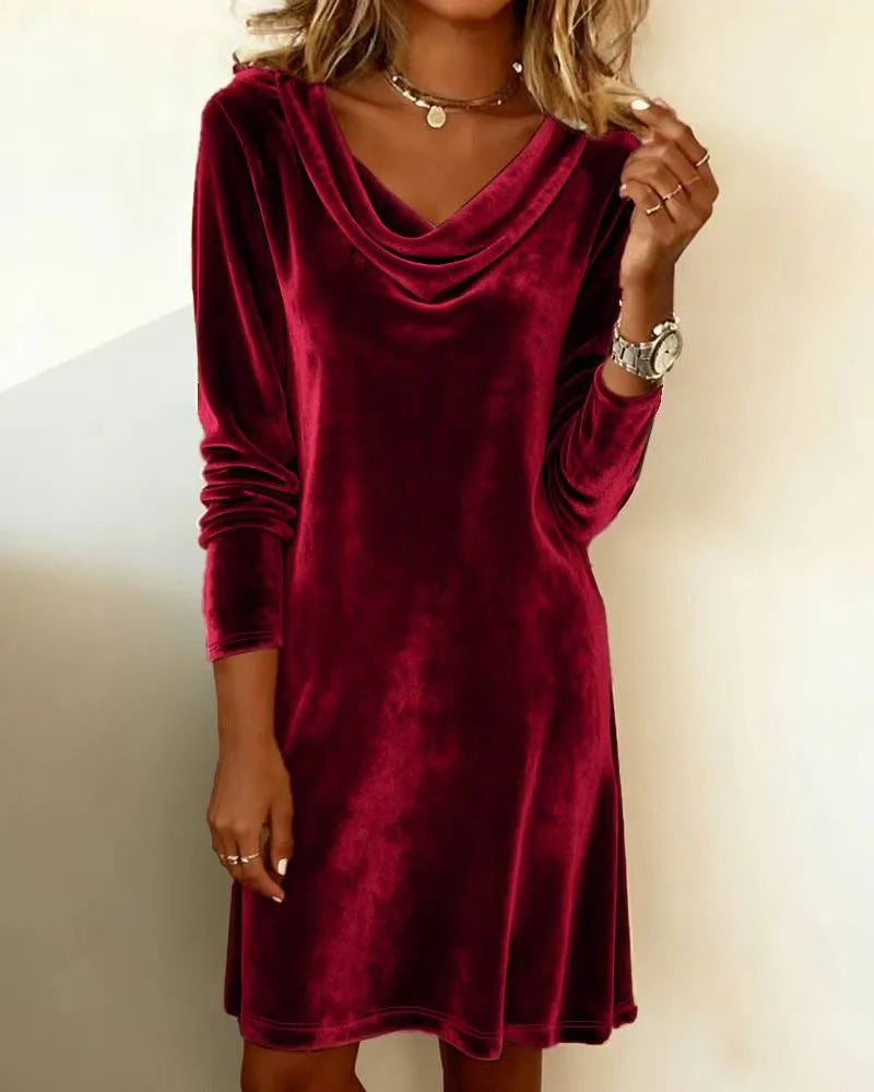 Sophia | Soft Velvet Long Sleeve Dress