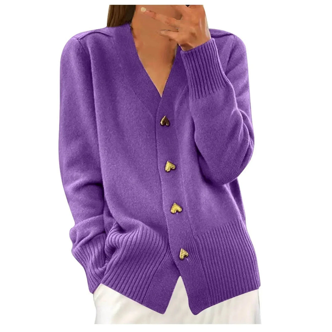 Elsie | Heart Button Knit Cardigan