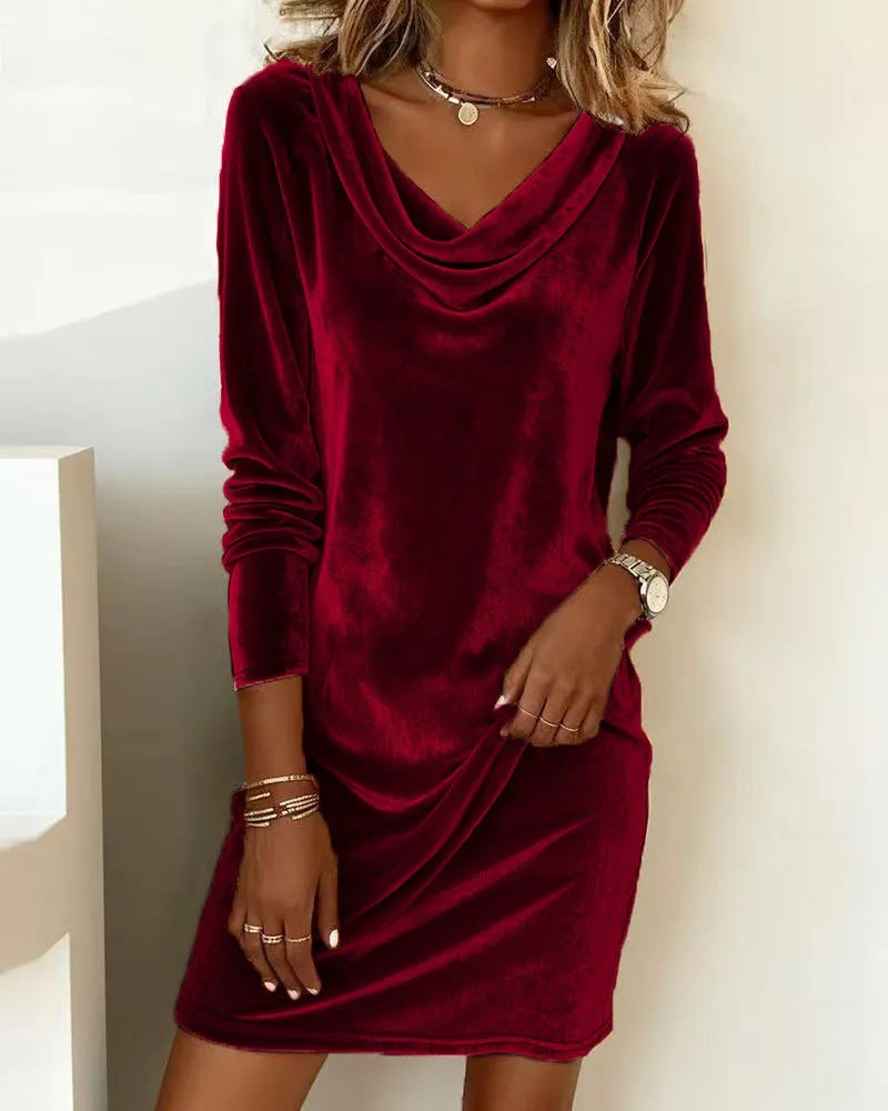 Sophia | Soft Velvet Long Sleeve Dress
