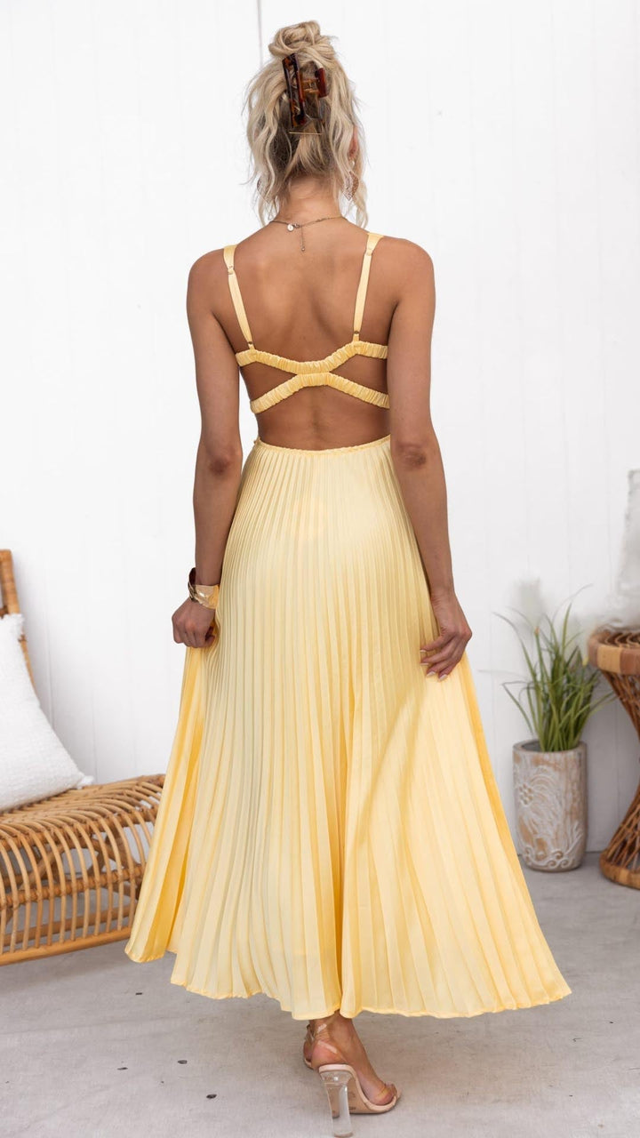 Willow & Mae™ | Pleated V-Neck Maxi Dress