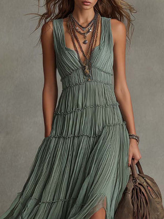 Ava | Gathered V-Neck Maxi Dress for Women