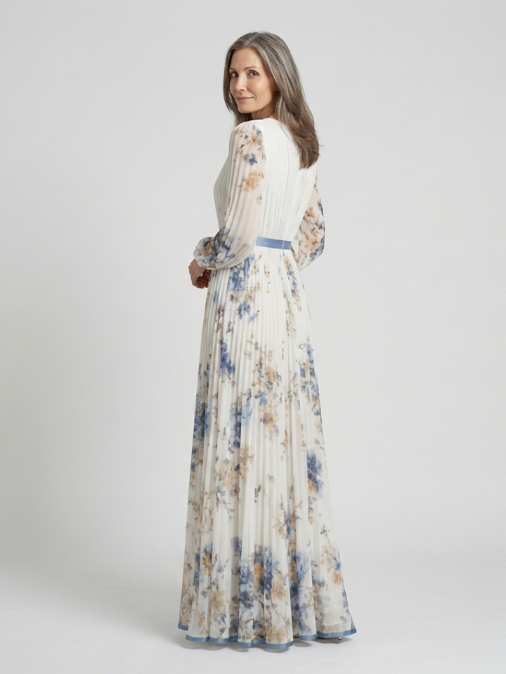 Willow & Mae™ | Long Sleeve V Neck Floral Maxi Dress