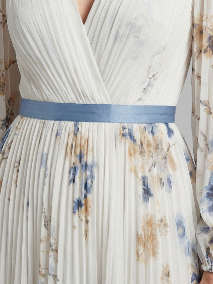 Willow & Mae™ | Long Sleeve V Neck Floral Maxi Dress