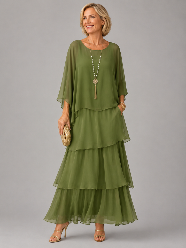 Evelyn | Elegant Tiered Chiffon Maxi Dress