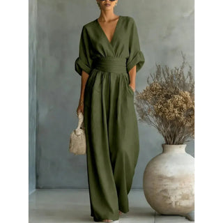 Elowen | Elegant Draped Wide-Leg Jumpsuit