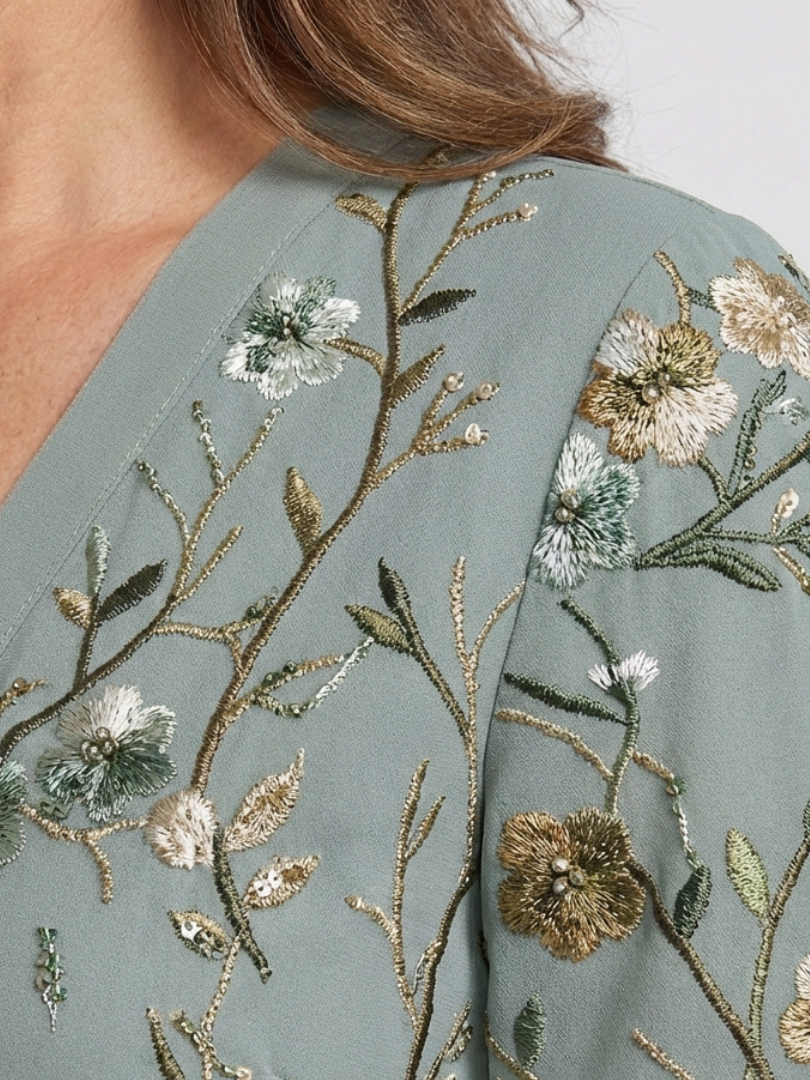 Willow & Mae™ | Floral V Neck Short Sleeve Maxi Dress