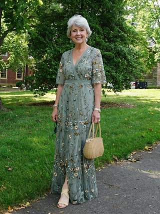 Willow & Mae™ | Floral V Neck Short Sleeve Maxi Dress