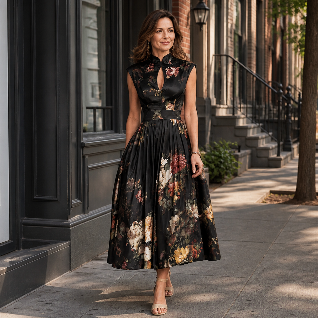 Mia | Keyhole Pleated Dress