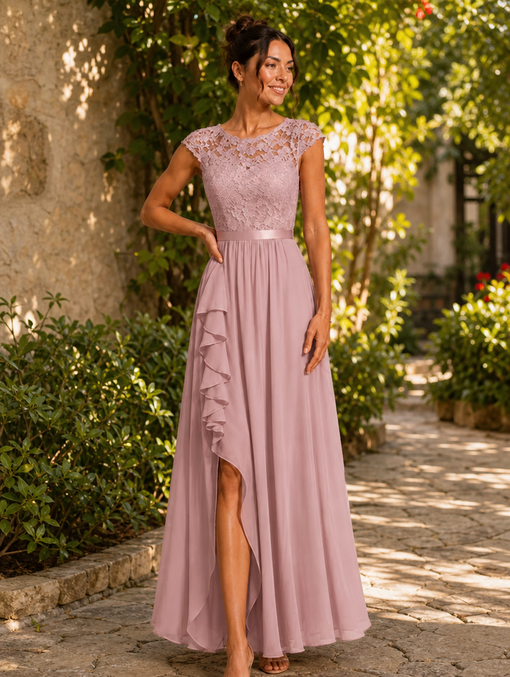 Rosalind | Lace Bodice High-Low Maxi Dress