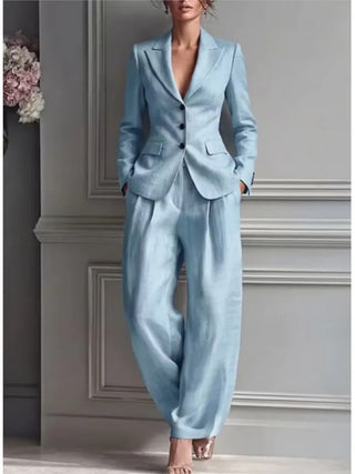 Victoria Elegant Suit Set with Tailored Blazer and Wide Pants