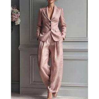 Victoria Elegant Suit Set with Tailored Blazer and Wide Pants