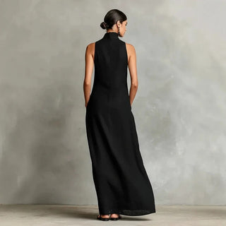 Marina Loose-Fitting Long Dress with High Neck