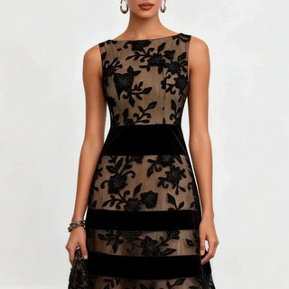 Odette Floral Embroidered Tulle Midi Dress