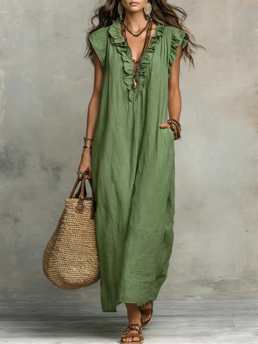 Elodie | Relaxed Linen Maxi Dress