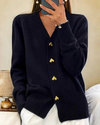 Liorah | Elegant Heart Button Cardigan