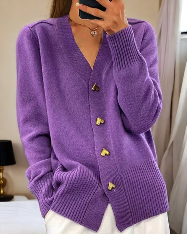 Liorah | Elegant Heart Button Cardigan