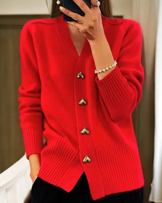 Liorah | Elegant Heart Button Cardigan